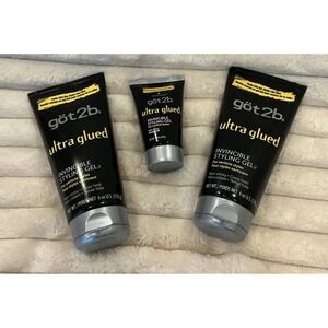 got2b Ultra Glued Styling Gel (6 oz x2, 1.25 oz) – Lot of 3, Invincible Hold